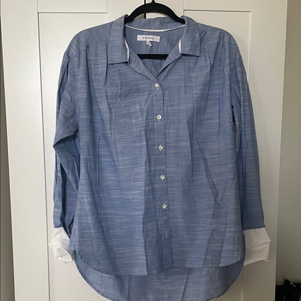 Frame Denim  Women's Blue Button-Up Shirt